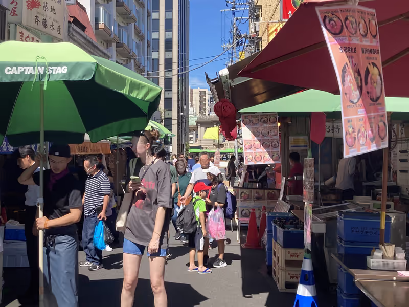 Tokyo Private Tour - A narrow lane of Tsukiji Outer Market