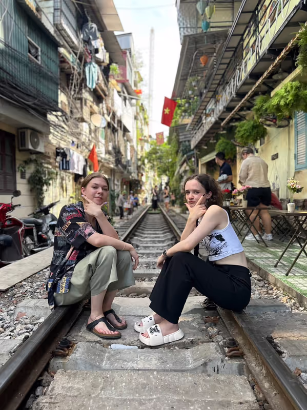 Hanoi Private Tour - Hanoi train street that people still on the sides