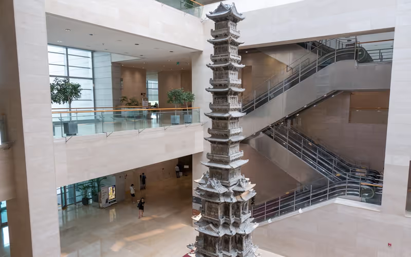 Seoul Private Tour - Grand Central Lobby with tall medieval pagoda