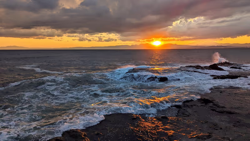 Kamakura Private Tour - The rocky coast off of Enoshima Island.