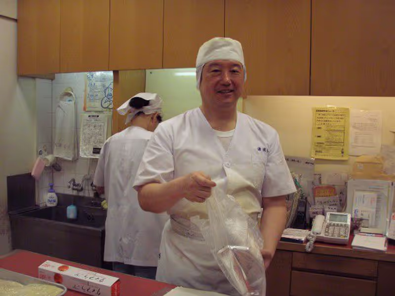 Kyoto Private Tour - the ower of the Yuba shop, my friend