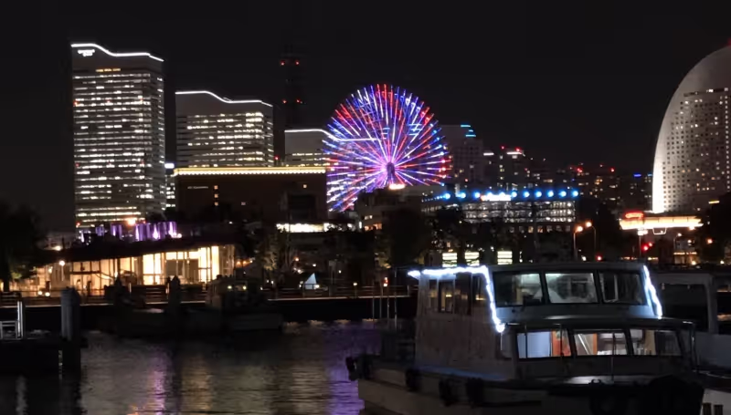 Yokohama Private Tour - Night view of the Yokohama downtown area from Yamashita park (#A5)