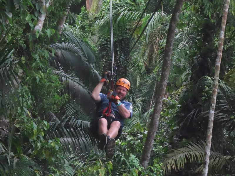 Panama City Private Tour - Zip-liner enjoying the ride