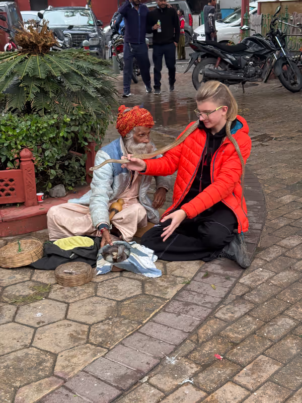 Delhi Private Tour - Our Client with snake charmer.