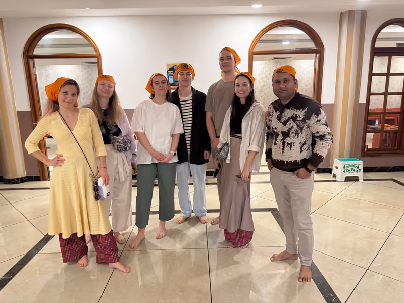 Delhi Private Tour - Me with clients at Sikh Temple.