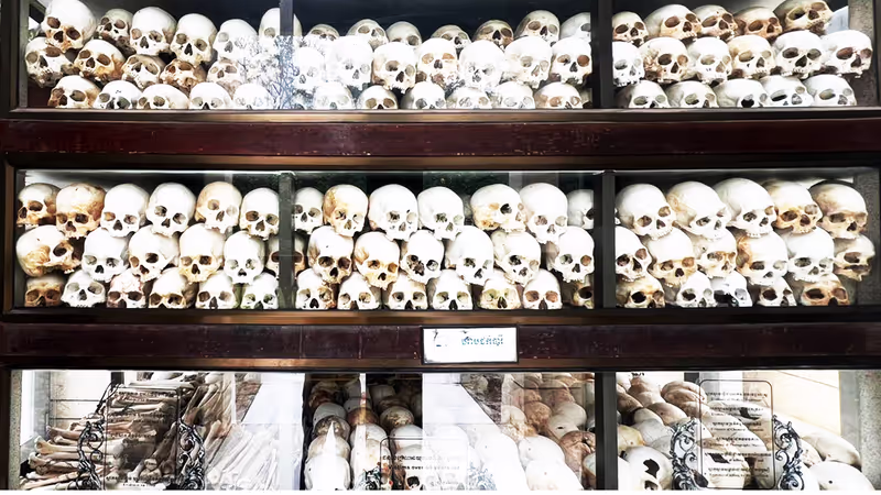 Siem Reap Private Tour - Human skulls preserved inside the Memorial Stupa.