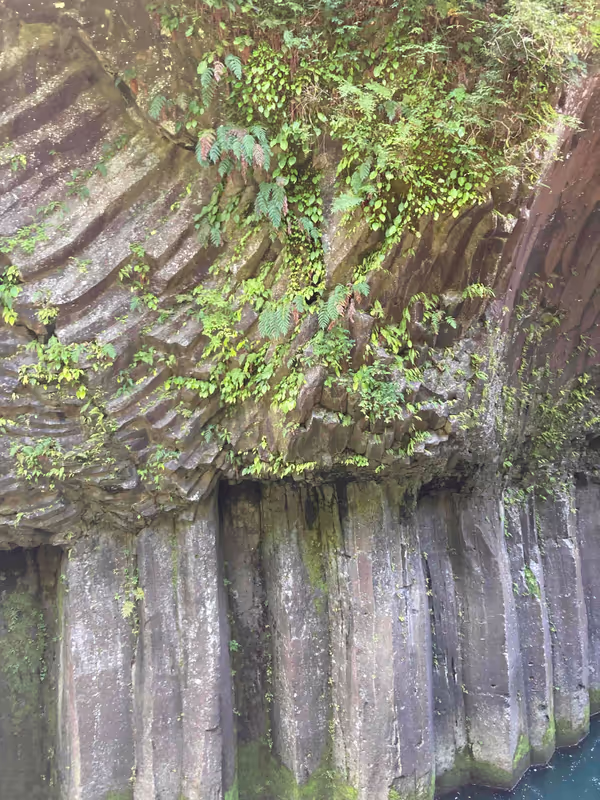 Fukuoka Private Tour - Lava in the gorge shows the traces of eruption
