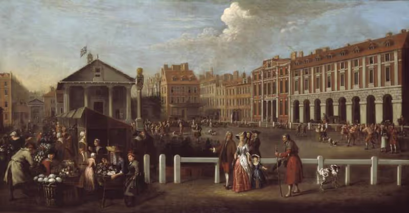 London Private Tour - Covent Garden piazza and market in 1737