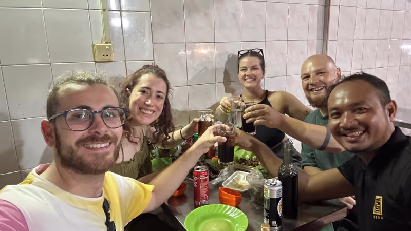 Phnom Penh Private Tour - Cheers with local rice wine and happy smiles