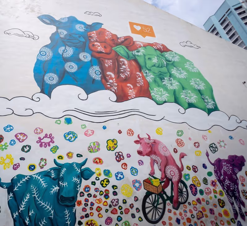 Singapore Private Tour - Cattleland mural at Kerbau Road