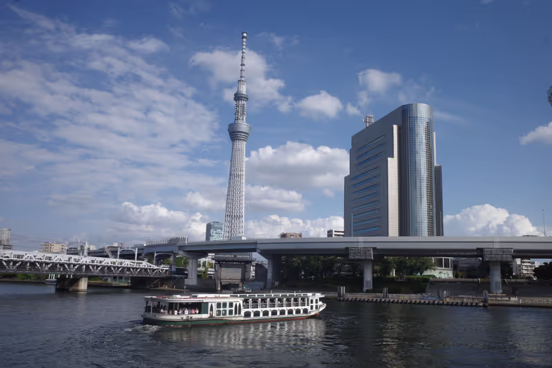 Tokyo Private Tour - Waterbus at Sumida river, Tokyo Sky tree behind