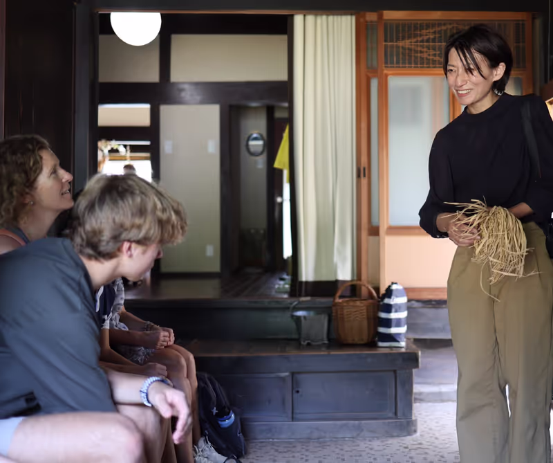 Hiroshima Private Tour - At a 200-year-old farm house, we learn about rice.