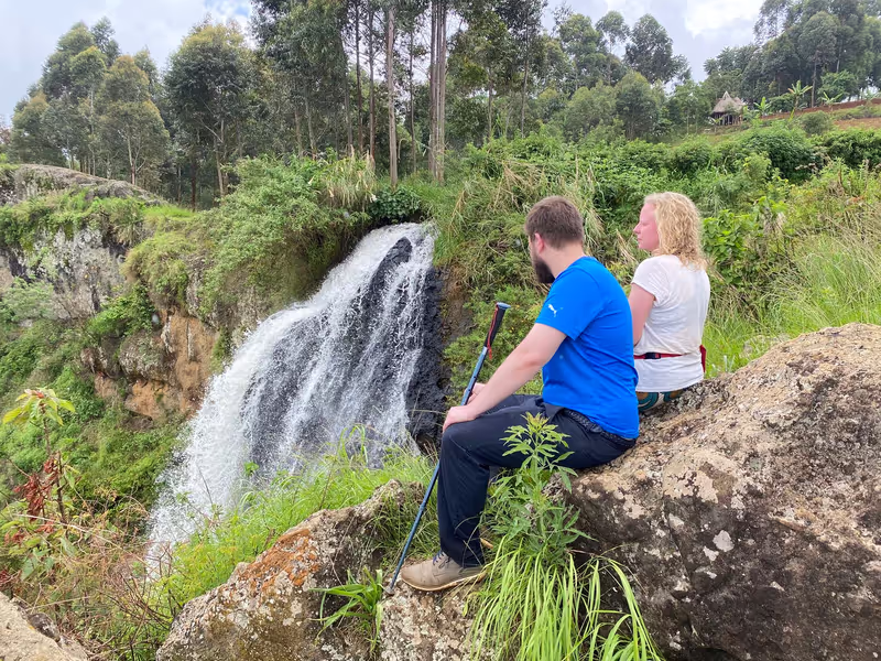 Mbale Private Tour - Visitors Enjoying the view of wanale falls