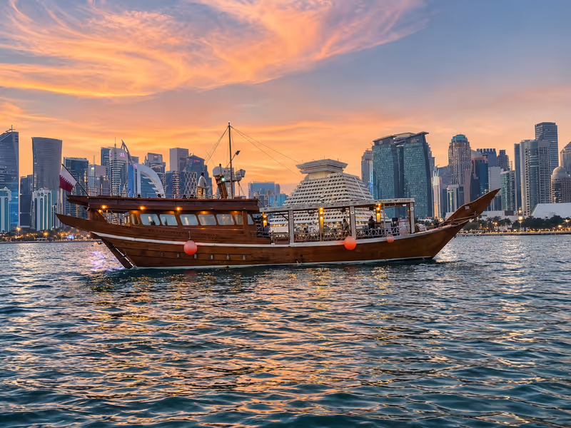 Doha Private Tour - Doha dhow boat cruise with West Bay skyline views.