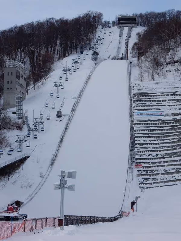 Hokkaido Private Tour - Okurayama ski jump stadium.This is one of the venues of Sapporo winter olympic games in 1972. You can climb up to the top of the hill with the ski chair lift.