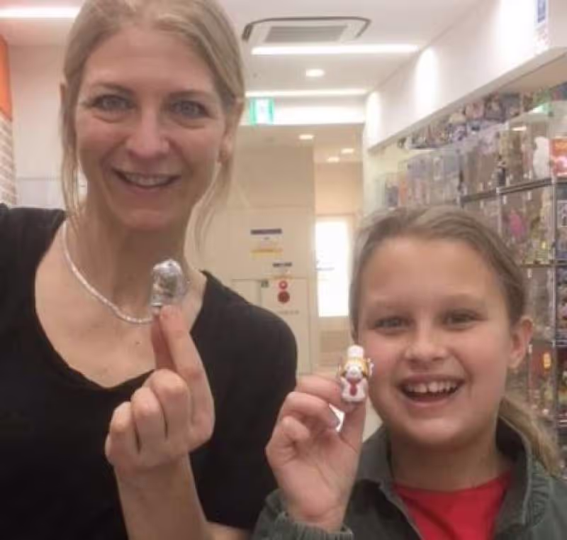 Tokyo Private Tour - They were their first time experience to do the "Capsule toys", or "Gacha pon" in Japanese. They were very happy to get a small toy in the capsule!