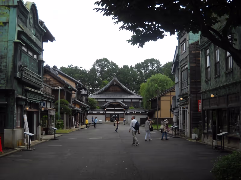 Tokyo Private Tour - Edo-Tokyo Architectural Museum, Kodakarayu (Public Bath House) in the center.