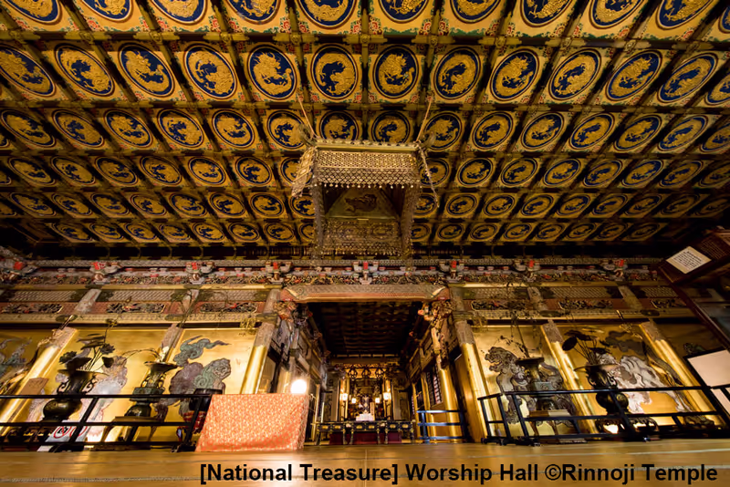 Nikko Private Tour - Worship Hall of Taiyu-in - designated as a national treasure and is also known as Golden Hall. Inside, you can see the Karashishi(Chinese Lion) drawn by Kano Tanyu, 140 dragon paintings on the ceiling, and the armor worn by the third Shogun, Iemitsu.