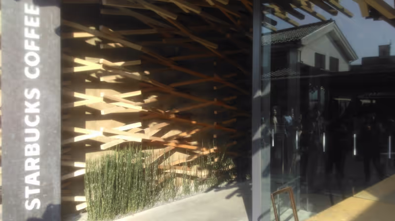 Tokyo Private Tour - Starbucks at Dazaifu, this is not included in the tour,but it represents the typical usage of woods by Kuma Kengo