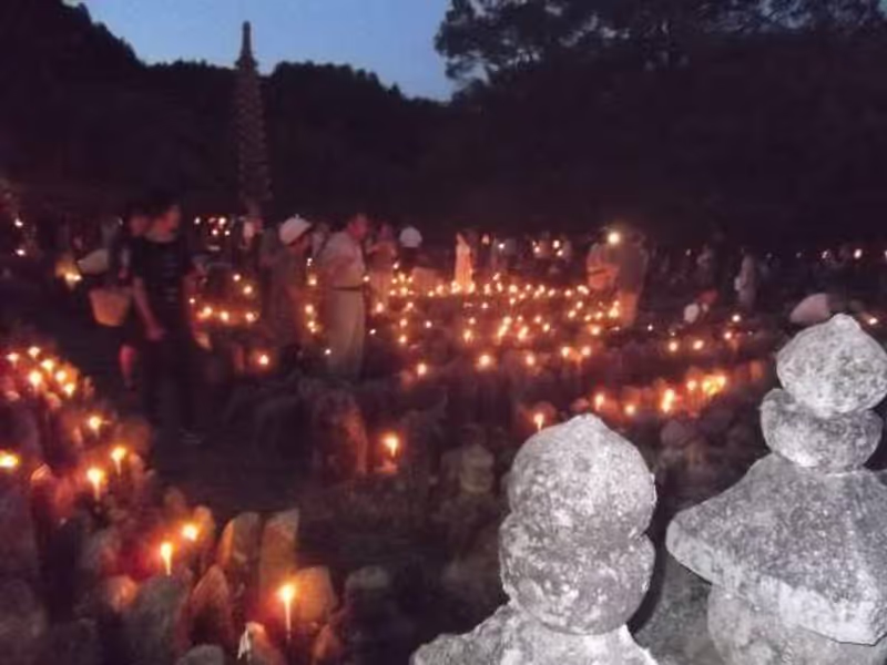 Kyoto Private Tour - Candles lit in the temple graveyard seen on the day of "Senbon-Kuyo" Buddhist ritual.