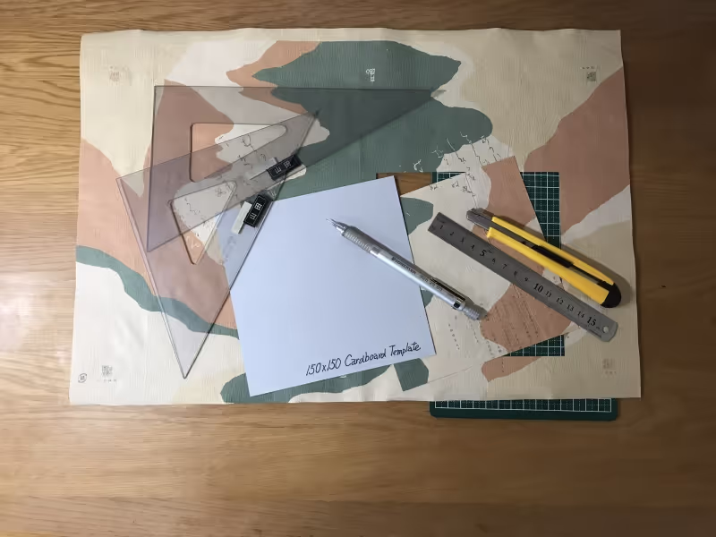 Tokyo Private Tour - Cut Origami sheets from wrapping paper and/or colored/patterned paper using a template.