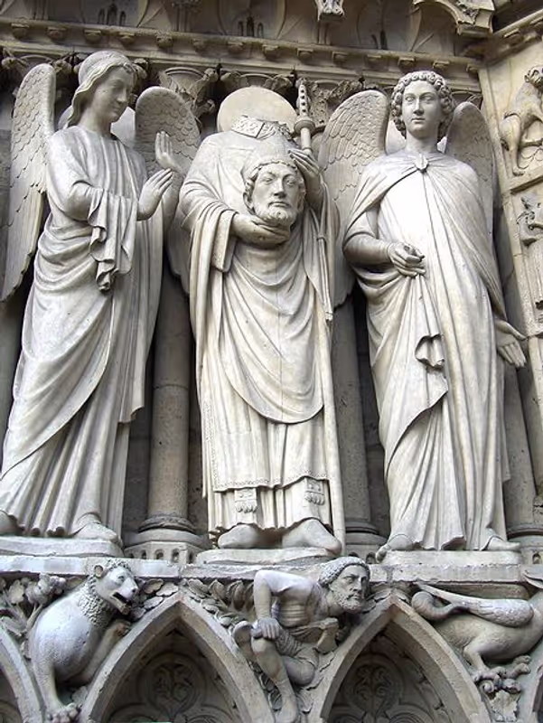 Paris Private Tour - The statue of saint-Denis at Notre-Dame, Paris