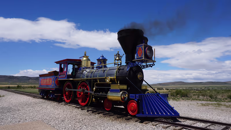 Salt Lake City Private Tour - Jupiter Locomotive - replica of Central Pacific Railroad's engine at the Golden Spike ceremony - at Transcontinental Railroad park in Utah