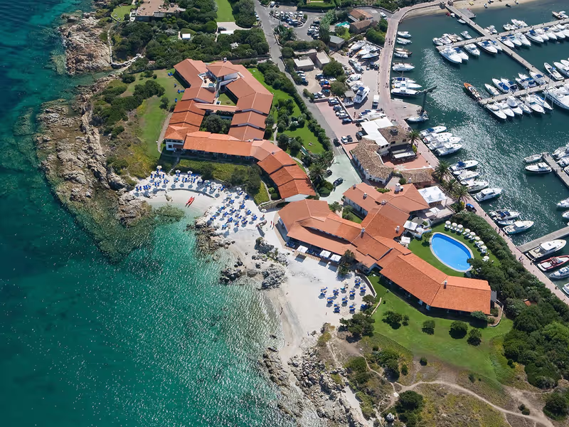 Olbia Private Tour - The Sporting Hotel (5*) that has a straordinary position: set between two beautiful beaches and the touristic port