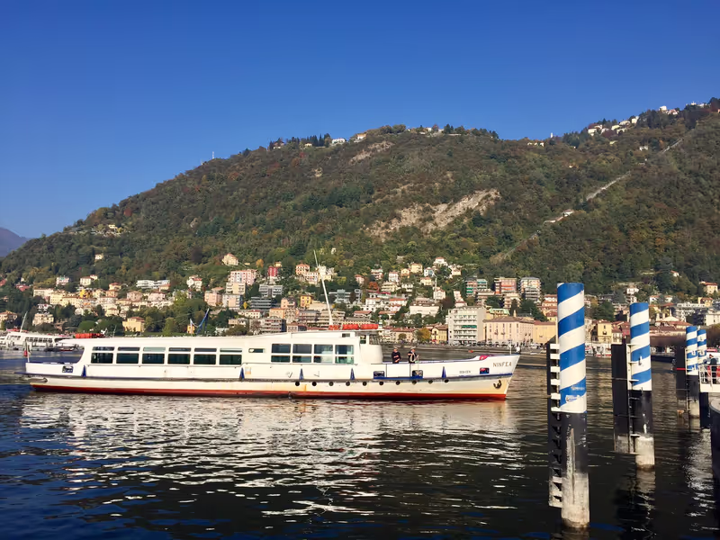 Como Private Tour - A ferry and Brunate in the background