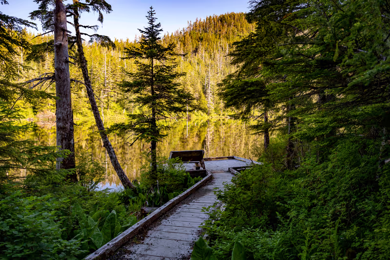 Ketchikan Private Tour - Lakeside deck and bench