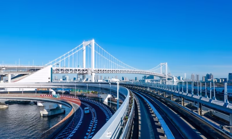 Tokyo Private Tour - View from the front seat on the train to Odaiba island