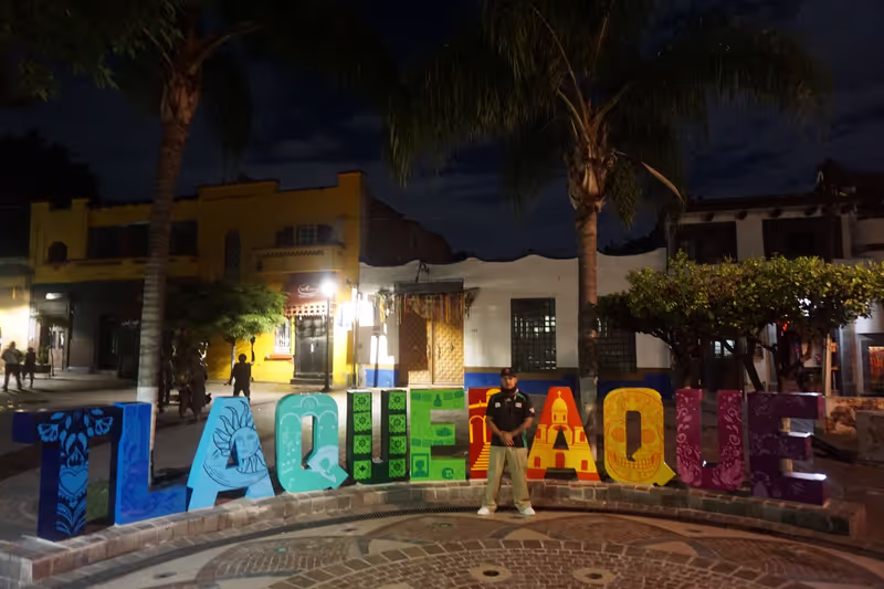 Guadalajara Private Tour - The popular sign of Tlaquepaque at night.